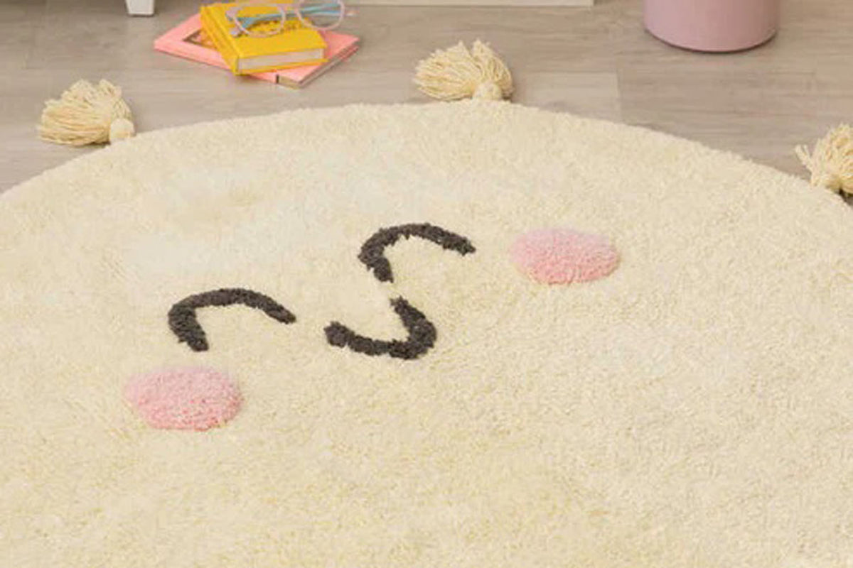 Mr. Wonderful Washable Rug by Lorena Canals, showing mr. wonderful washable rug in live shot.
