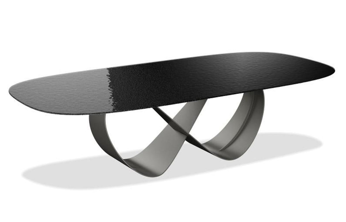 Wave Dining Table by Mobital - Black Modern Melt Glass.