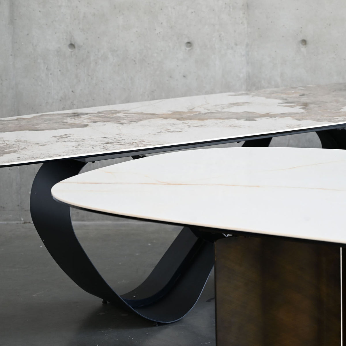 Wave Dining Table by Mobital, showing closeup view of wave dining table.
