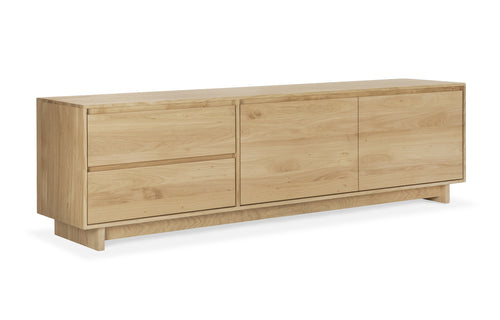 Wave Sideboard by Ethnicraft, showing angle view of wave sideboard.