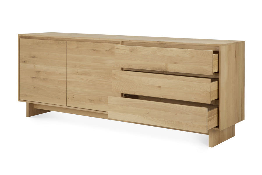 Wave Sideboard by Ethnicraft, showing open view of wave sideboard.