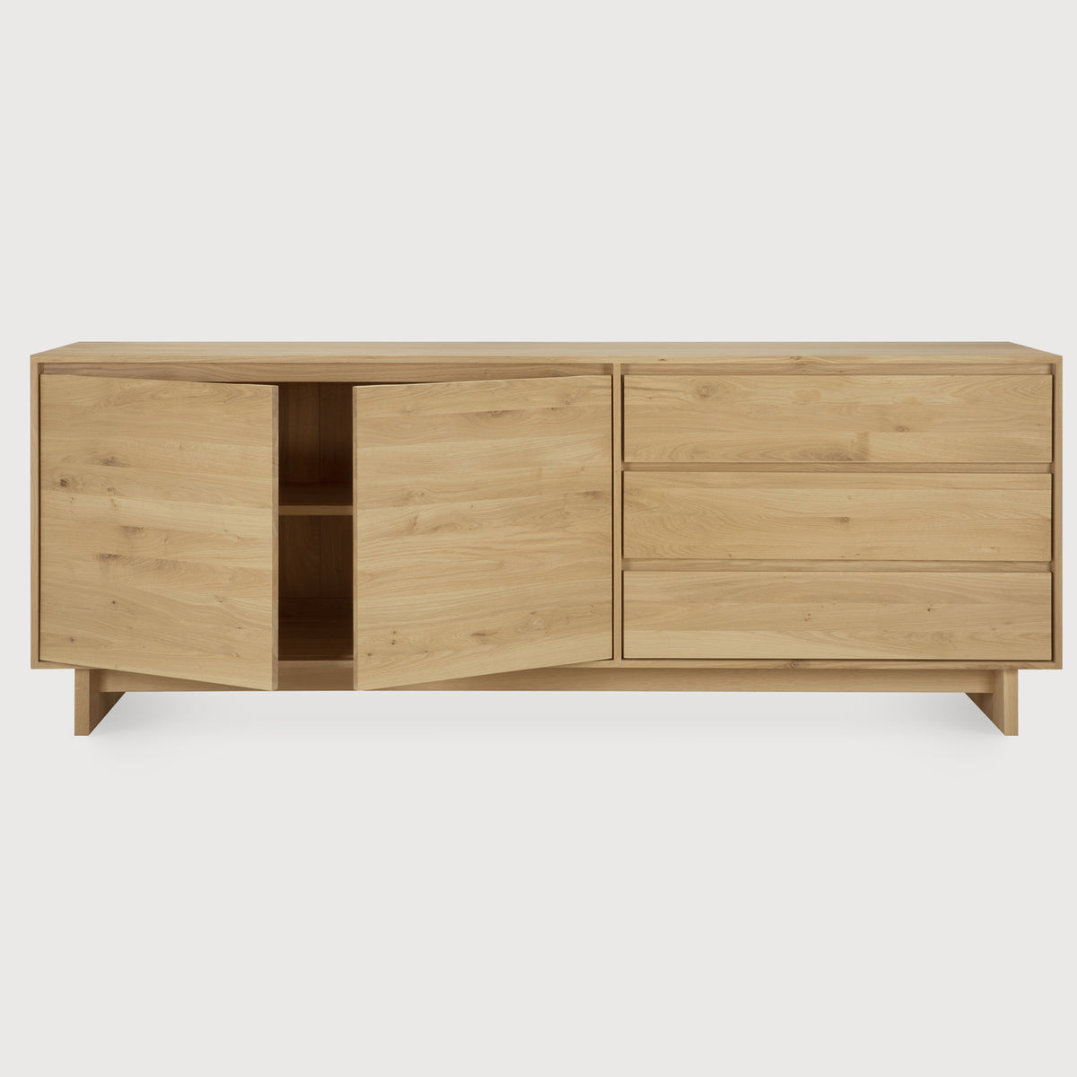 Wave Sideboard by Ethnicraft, showing open view of wave sideboard.