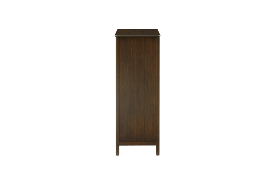 Weston Five Drawer Chest by Greeninton, showing side view of weston five drawer chest in black walnut.
