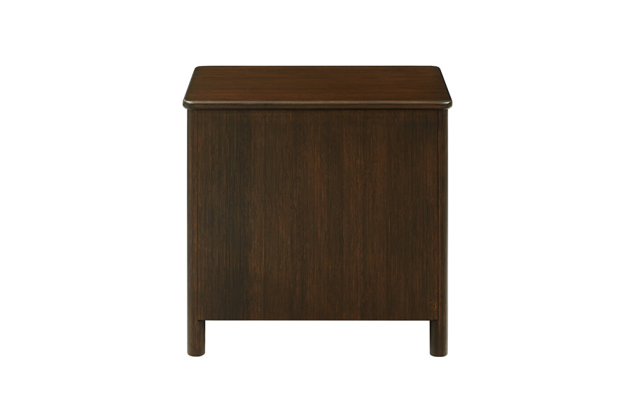 Weston Nightstand by Greeninton, showing back view of weston nightstand in black walnut.