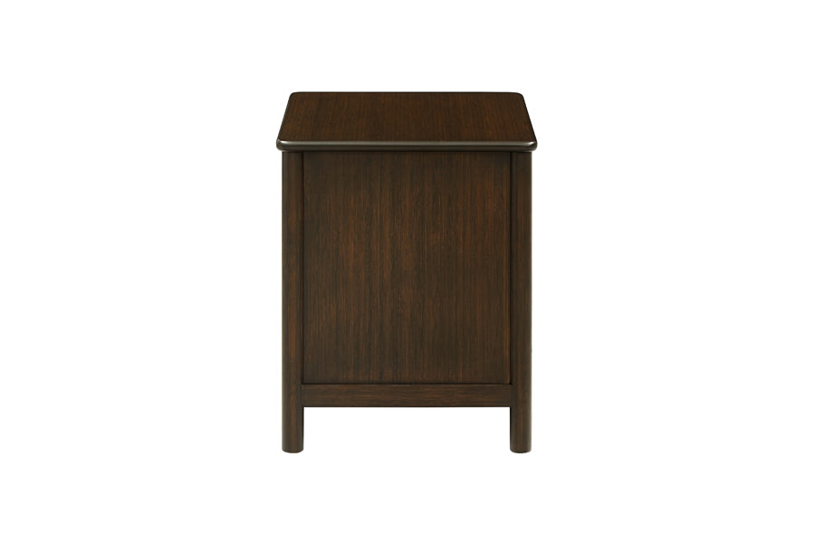 Weston Nightstand by Greeninton, showing side view of weston nightstand in black walnut.