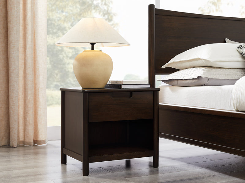 Weston Platform Bed by Greenington, showing closeup view of weston platform bed in live shot.