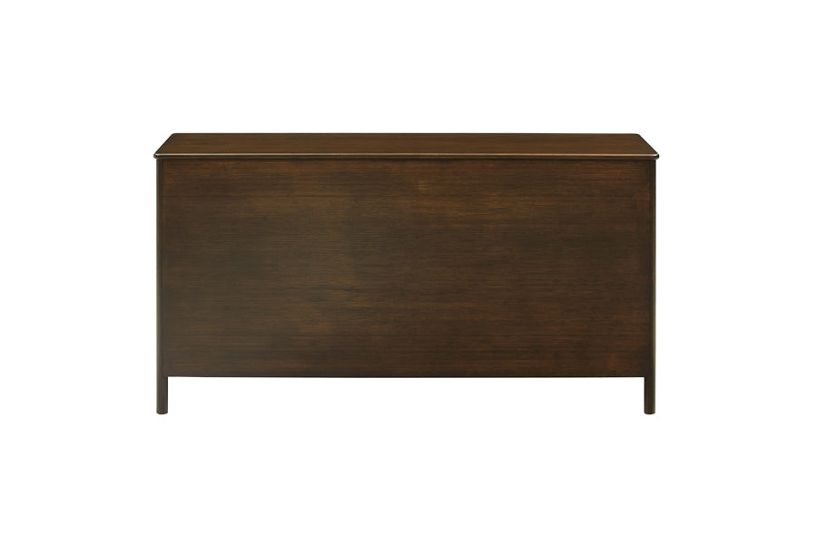 Weston Six Drawer Dresser by Greeninton, showing back view of weston six drawer dresser in black walnut.