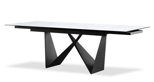 Westyn Double Extension Dining Table by Mobital, showing angle view of westyn double extension dining table.