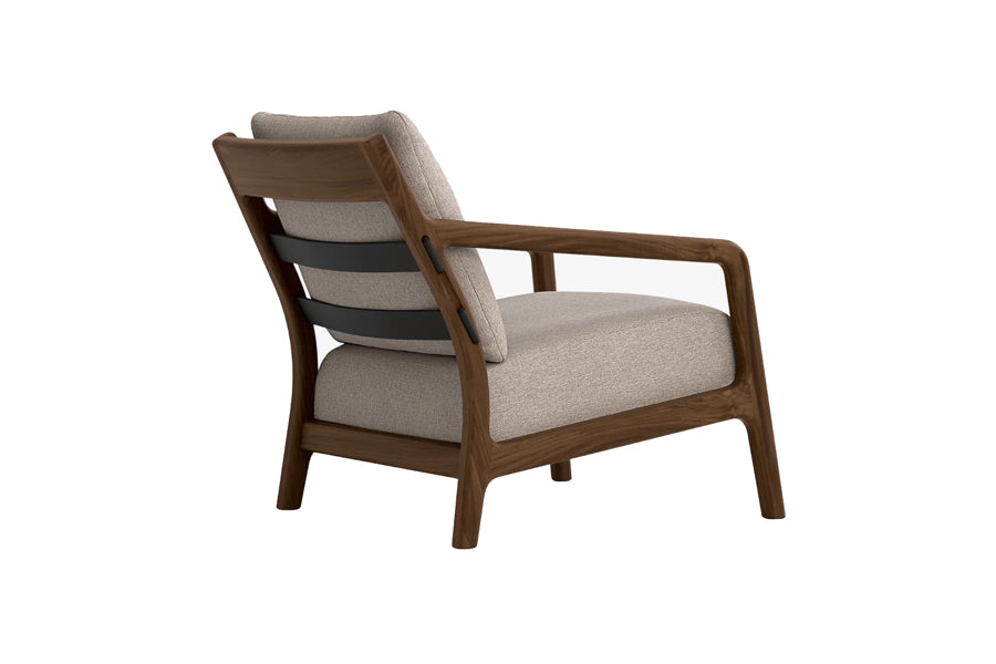 Whitney Lounge Chair by Copeland Furniture, showing back view of whitney lounge chair in sterling fabric.