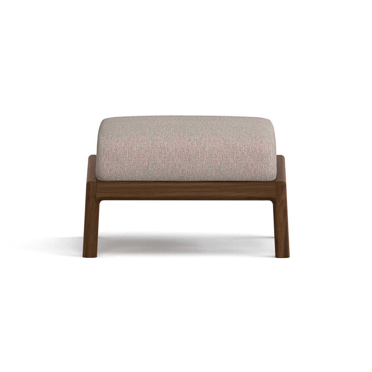Whitney Ottoman by Copeland Furniture, showing front view of  whitney ottoman in sterling fabric.