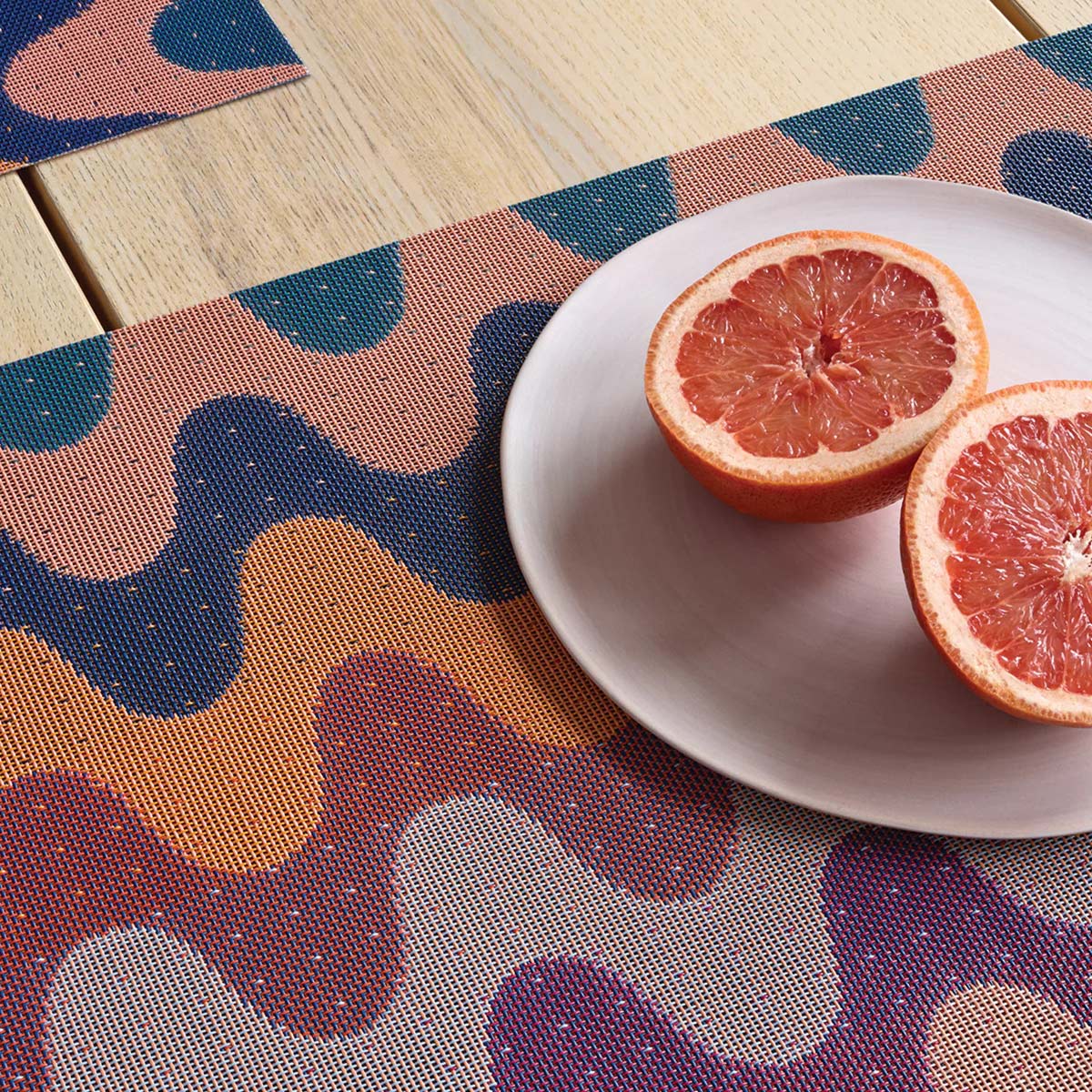 Wiggle Placemat by Chilewich, showing closeup view of wiggle placemats in live shot.