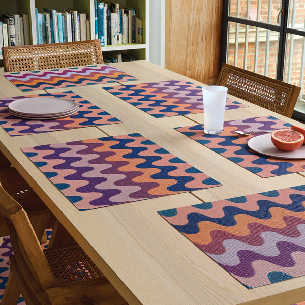 Wiggle Placemat by Chilewich, showing wiggle placemats in live shot.