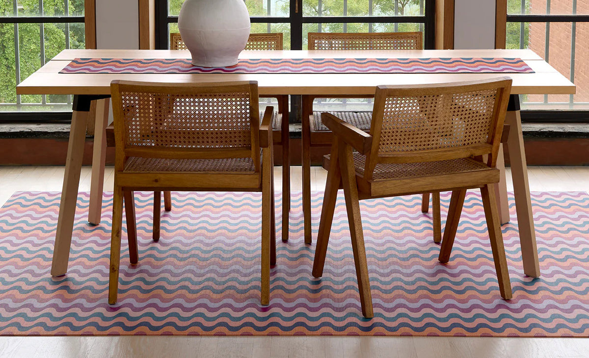 Wiggle Woven Floor Rug by Chilewich, showing wiggle woven floor rug in live shot.