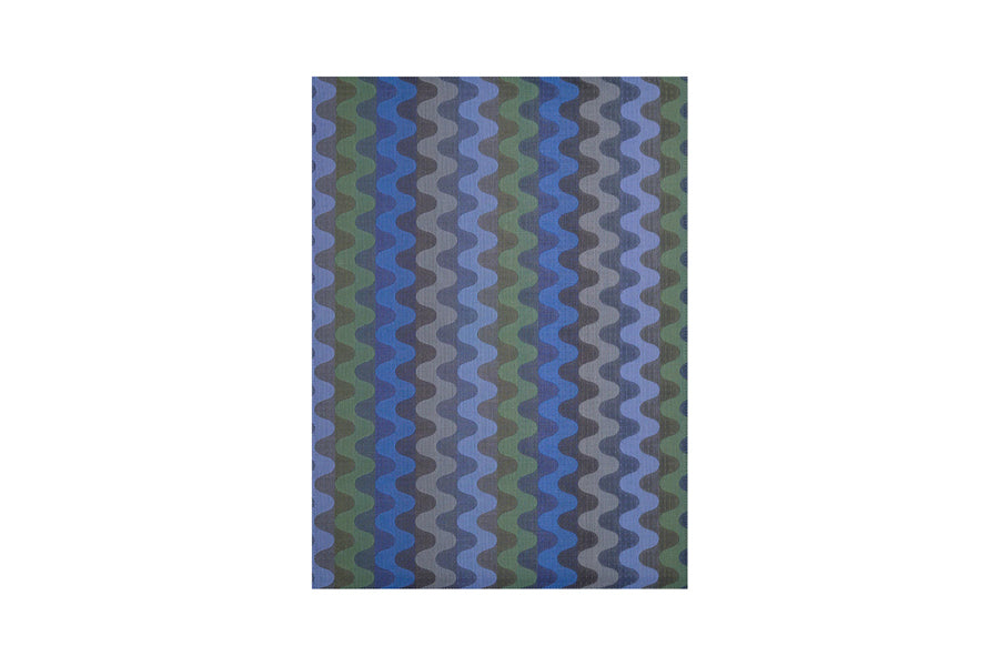 Wiggle Woven Floor Rug by Chilewich, showing wiggle woven floor rug in deep sea wiggle.