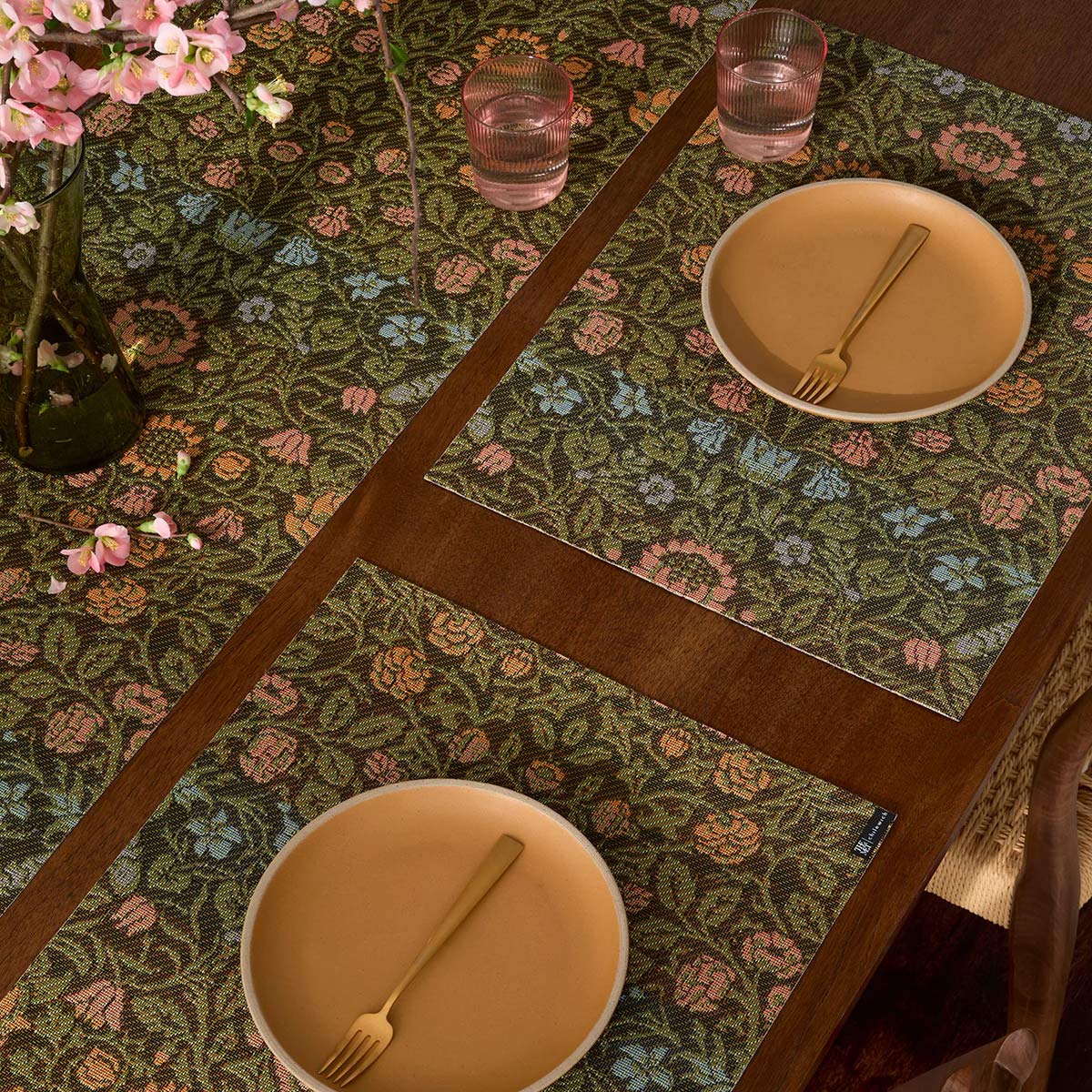 William Morris Placemat by Chilewich, showing william morris placemats in live shot.