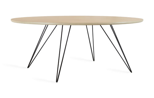 Williams Oval Coffee Table by Tronk Design - Maple Wood, Black Powder Coated Steel.