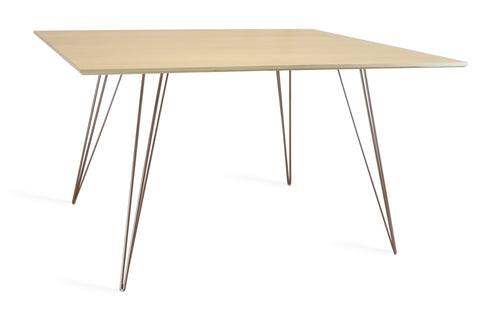 Williams Rectangle Dining Table by Tronk Design - Maple Wood, Rose Copper Powder Coated Steel.