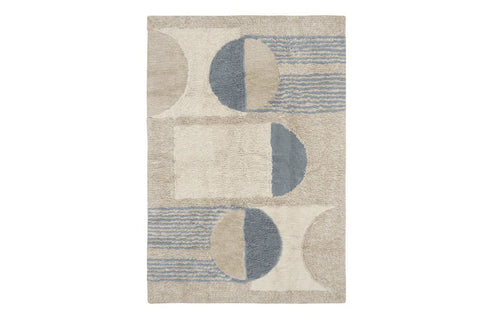 Woolable Sun Rays Rug by Lorena Canals, showing front view of woolable sun rays rug.