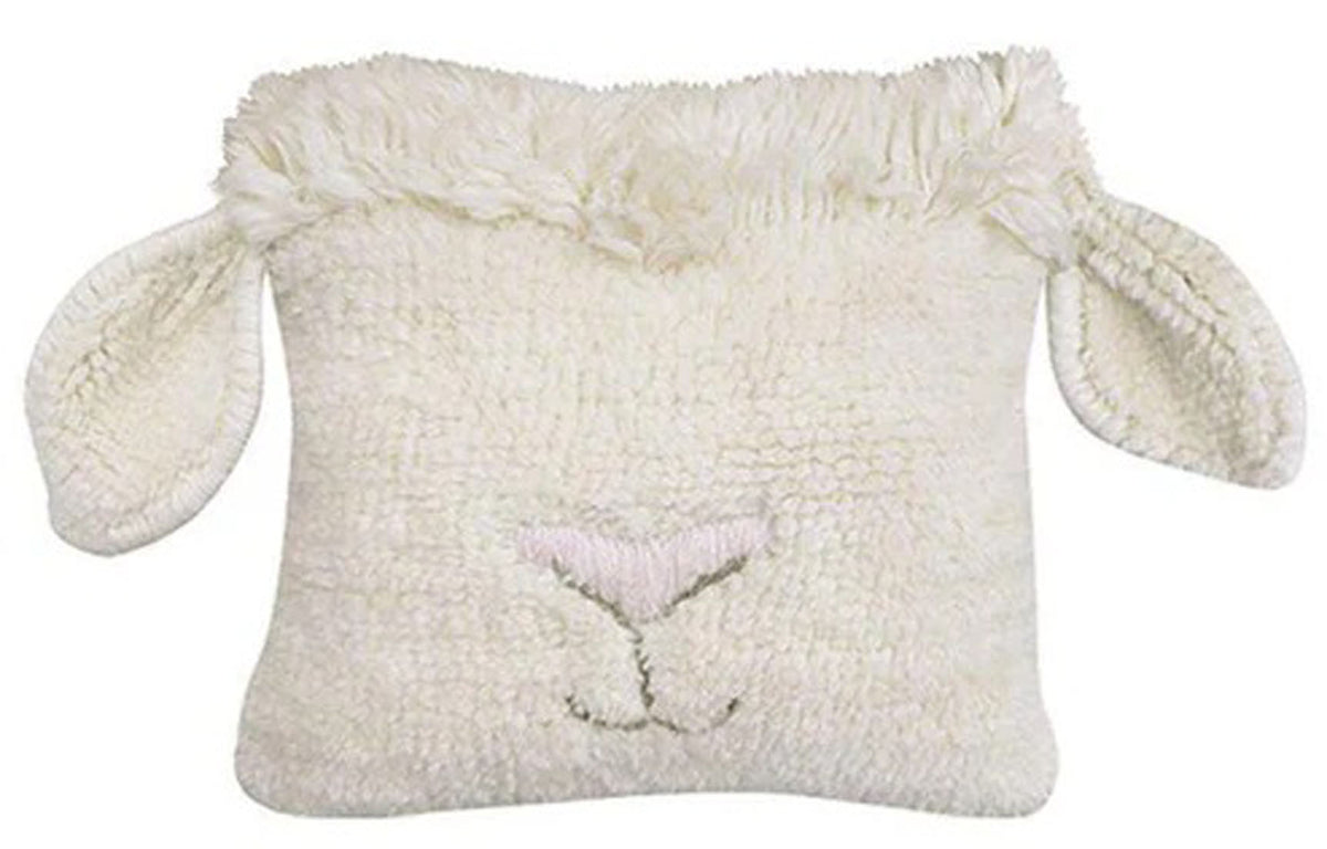 Pink Nose Sheep Woolable Cushion by Lorena Canals, showing front view of pink nose sheep woolable cushion.