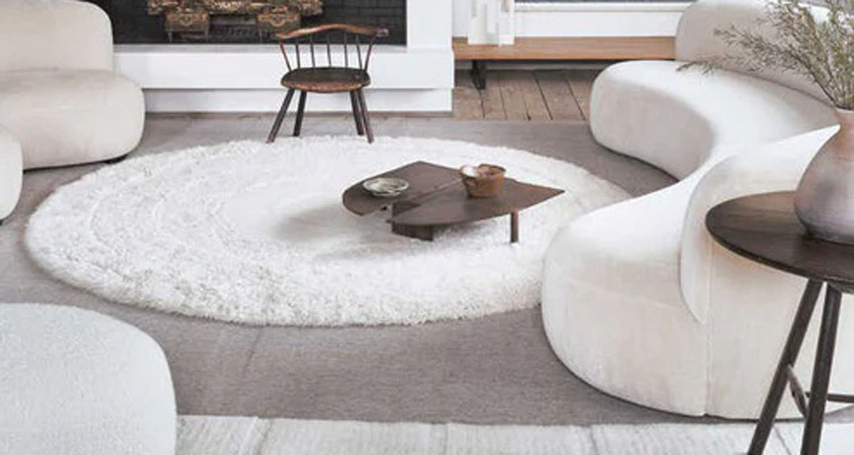 Arctic Circle Woolable Rug Sheep White by Lorena Canals, showing arctic circle woolable rug sheep white in live shot.