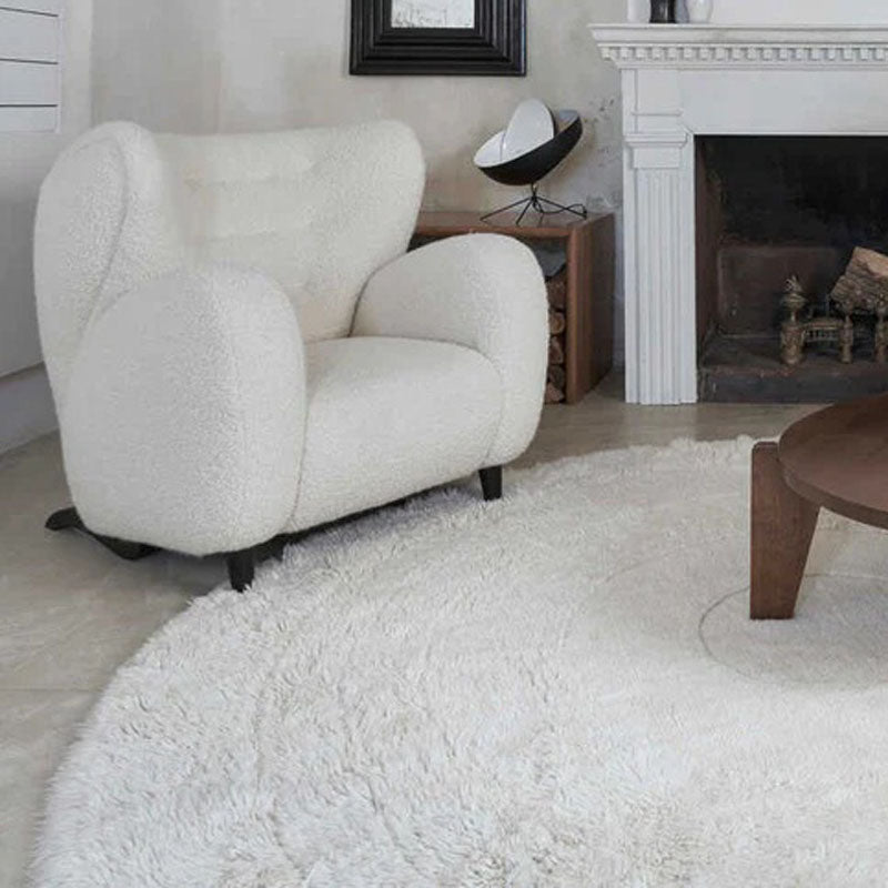 Arctic Circle Woolable Rug Sheep White by Lorena Canals, showing arctic circle woolable rug sheep white in live shot.