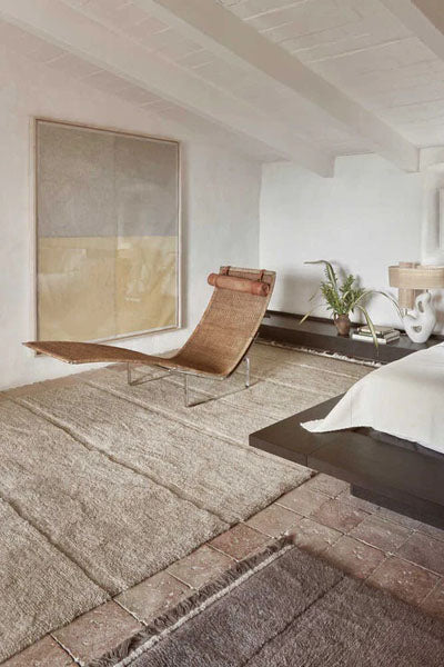 Sheep of the World Steppe Woolable Rug by Lorena Canals, showing sheep of the world steppe woolable rug in live shot.