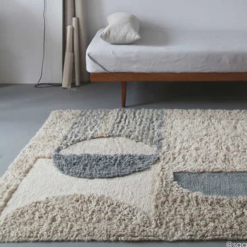 Woolable Sun Rays Rug by Lorena Canals, showing woolable sun rays rug in live shot.