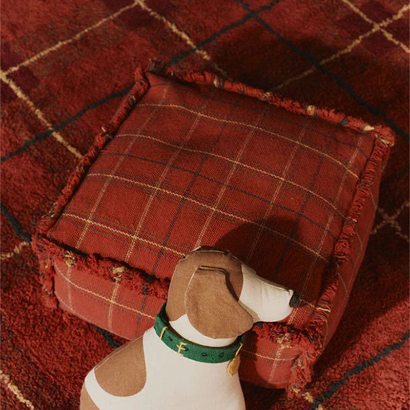 Wouf Handloom Pouf by Lorena Canals, showing wouf handloom pouf in live shot.