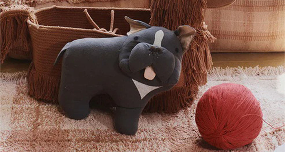 Wouf Cushion by Lorena Canals, showing wouf cushion in live shot.