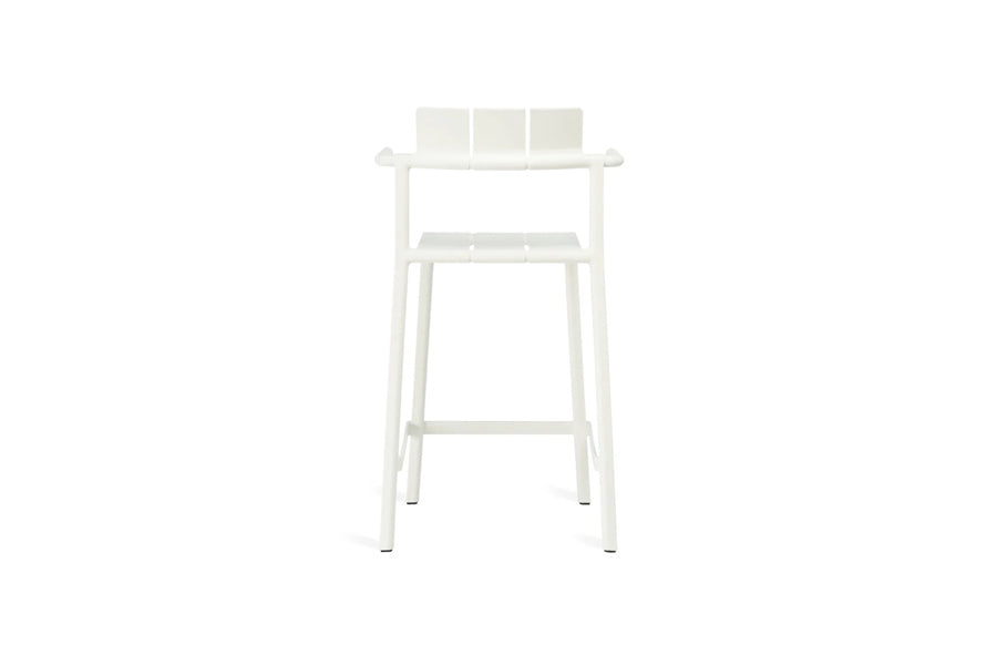 Yard Armrests Stool by Toou, showing back view of yard armrests stool in counter/white pp.