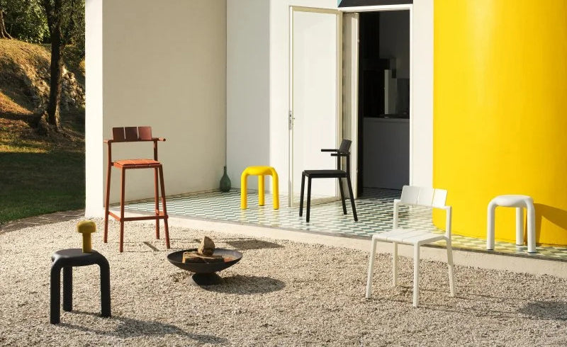 Yard Armrests Stool by Toou, showing yard armrests stool in live shot.