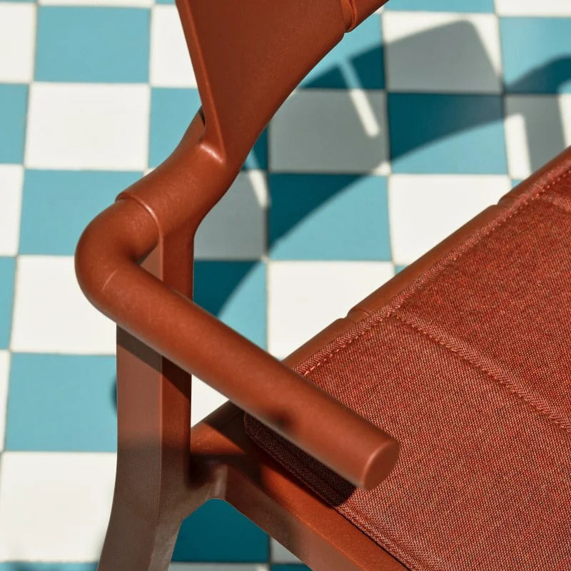 Yard Armrests Stool by Toou, showing closeup view of yard armrests stool in live shot.
