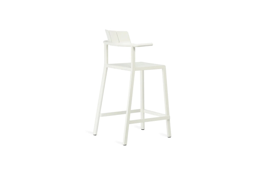 Yard Armrests Stool by Toou, showing back angle view of yard armrests stool in counter/white pp.