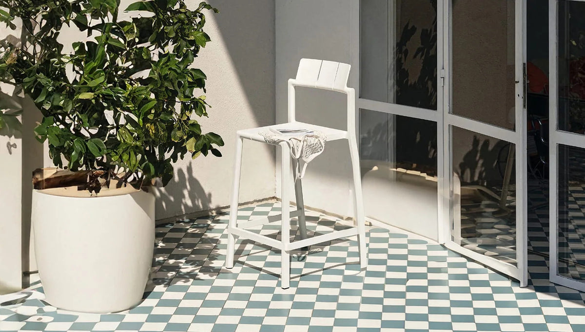 Yard Stool by Toou, showing yard stool in live shot.