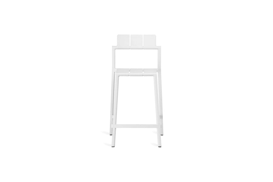 Yard Stool by Toou, showing front view of counter/yard stool in white pp.