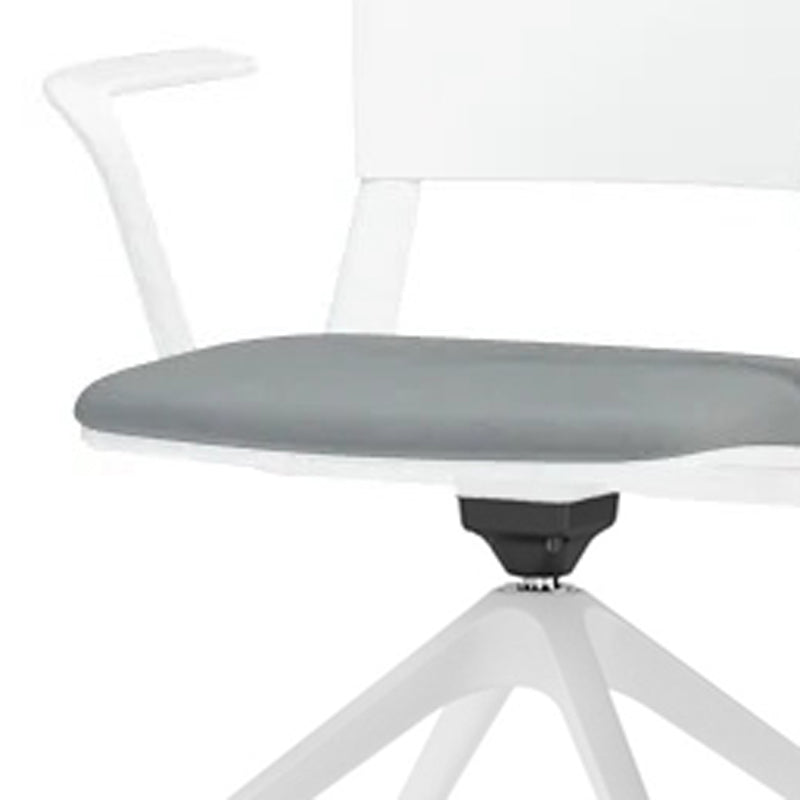 Yugen Swivel Armchair by Kollektiff, showing closeup view of yugen swivel armchair in white metal/white plastic/category 1.