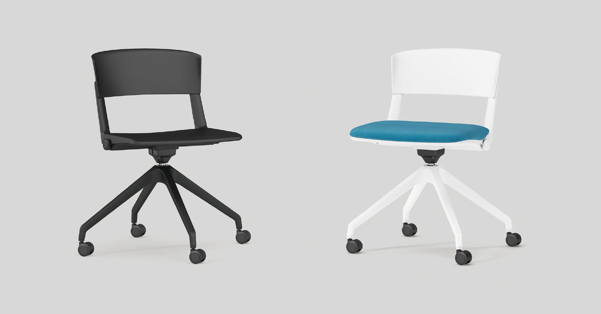 Yugen Swivel Armless Chair by Kollektiff, showing yugen swivel armless chairs in live shot.