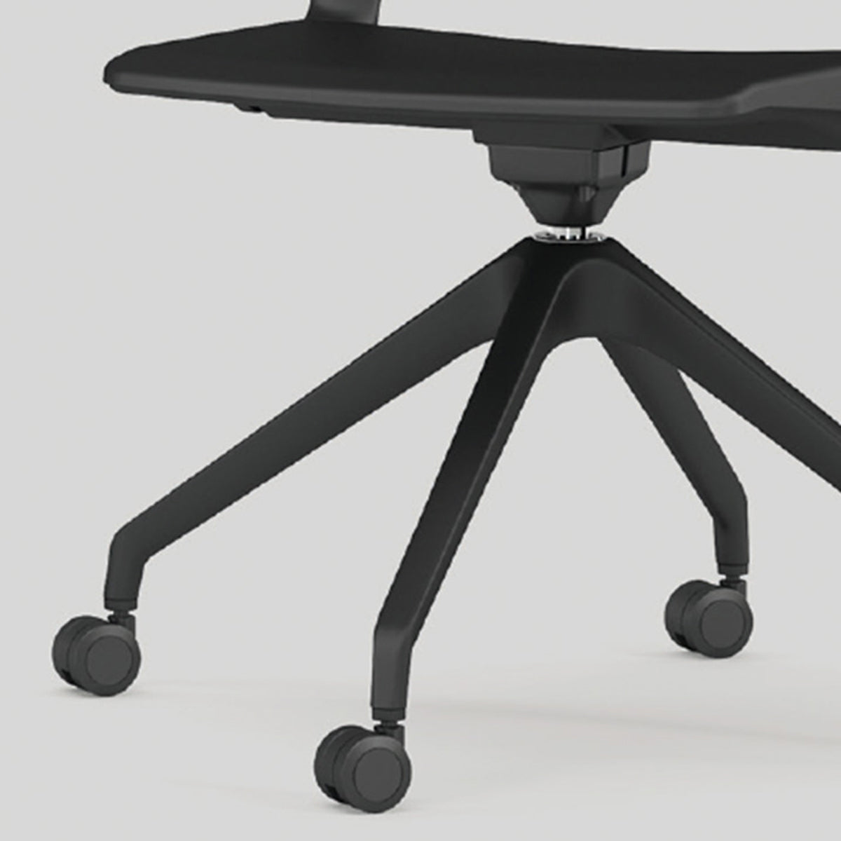 Yugen Swivel Armless Chair by Kollektiff, showing closeup view of yugen swivel armless chairs in live shot.
