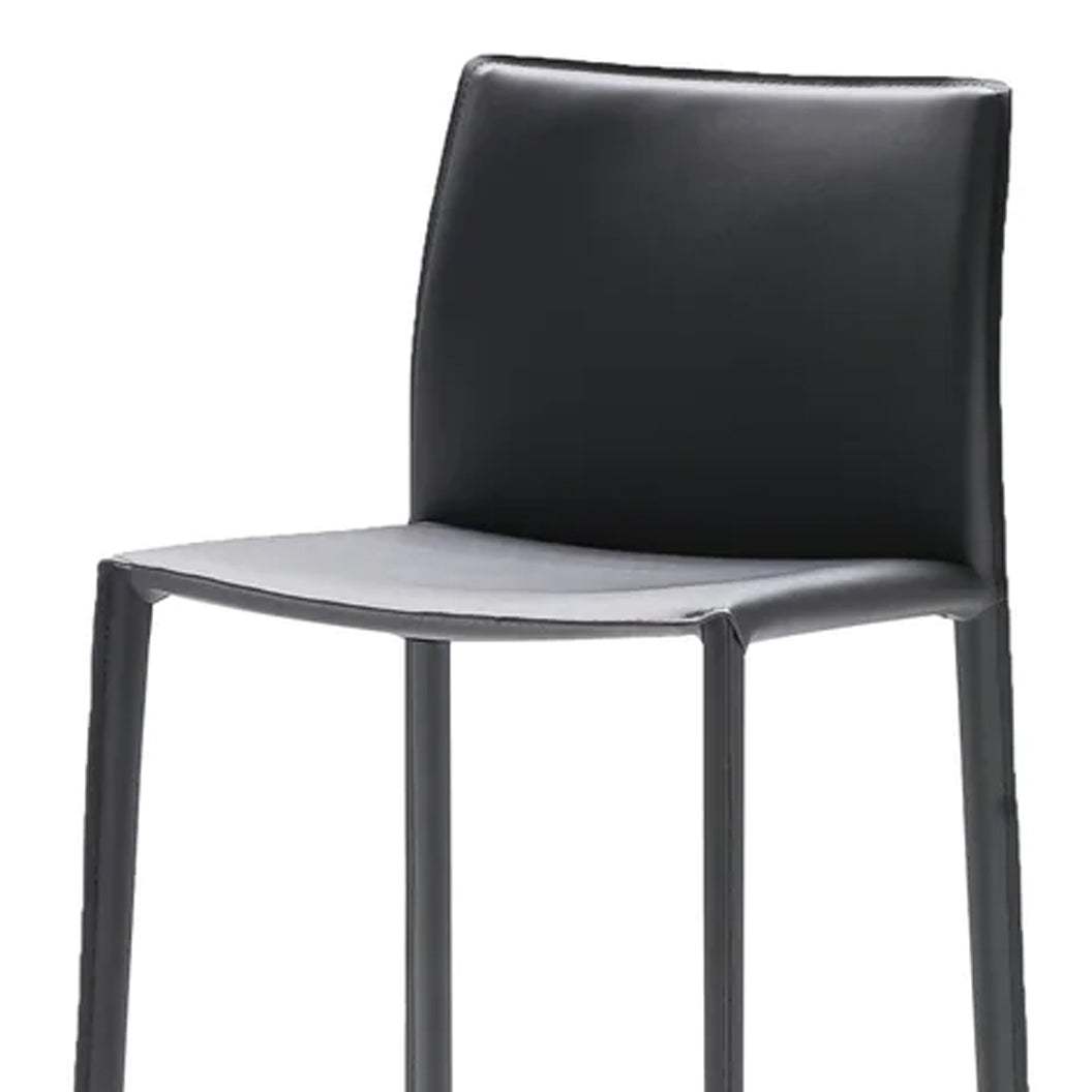 Zak Counter Stool by Mobital, showing closeup view of zak counter stool in grey leather.