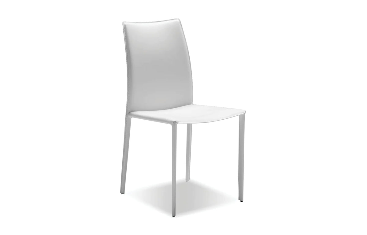 Zak Dining Chair by Mobital - Pure White Leather.