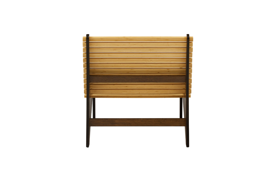 Zen Lounge Chair by Greeninton, showing back view of zen lounge chair in black walnut.