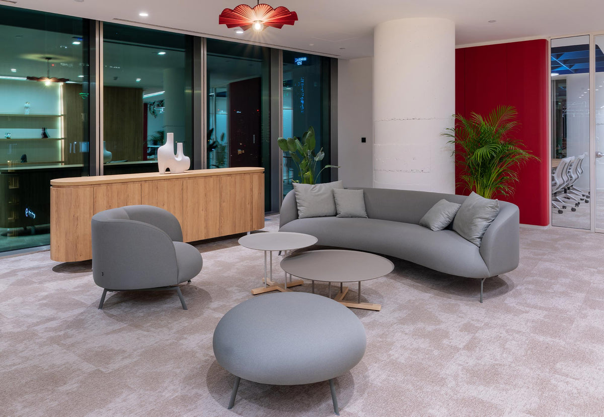 Zen Pouf by B&T, showing zen pouf in live shot.