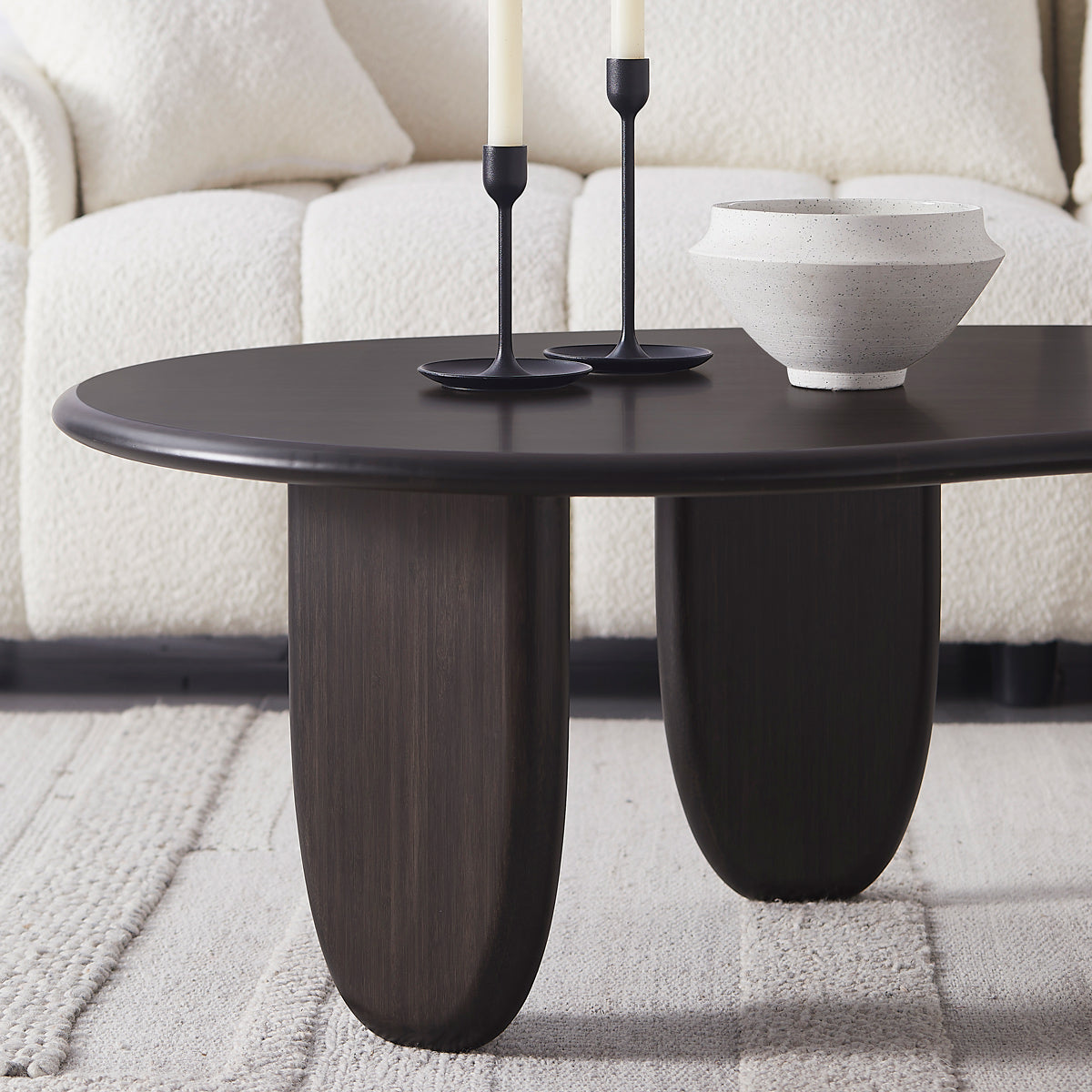 Zephyr Coffee Table by Greenington, showing closeup view of zephyr coffee table in live shot.