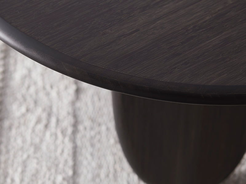 Zephyr Coffee Table by Greenington, showing closeup view of zephyr coffee table in live shot.