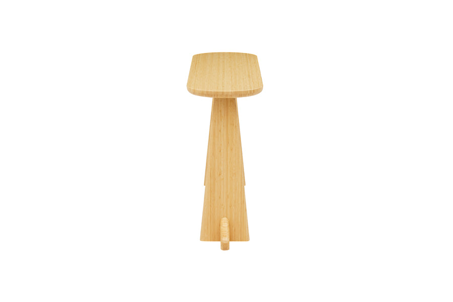Zephyr Console Table by Greenington, showing side view of zephyr console table in wheat.