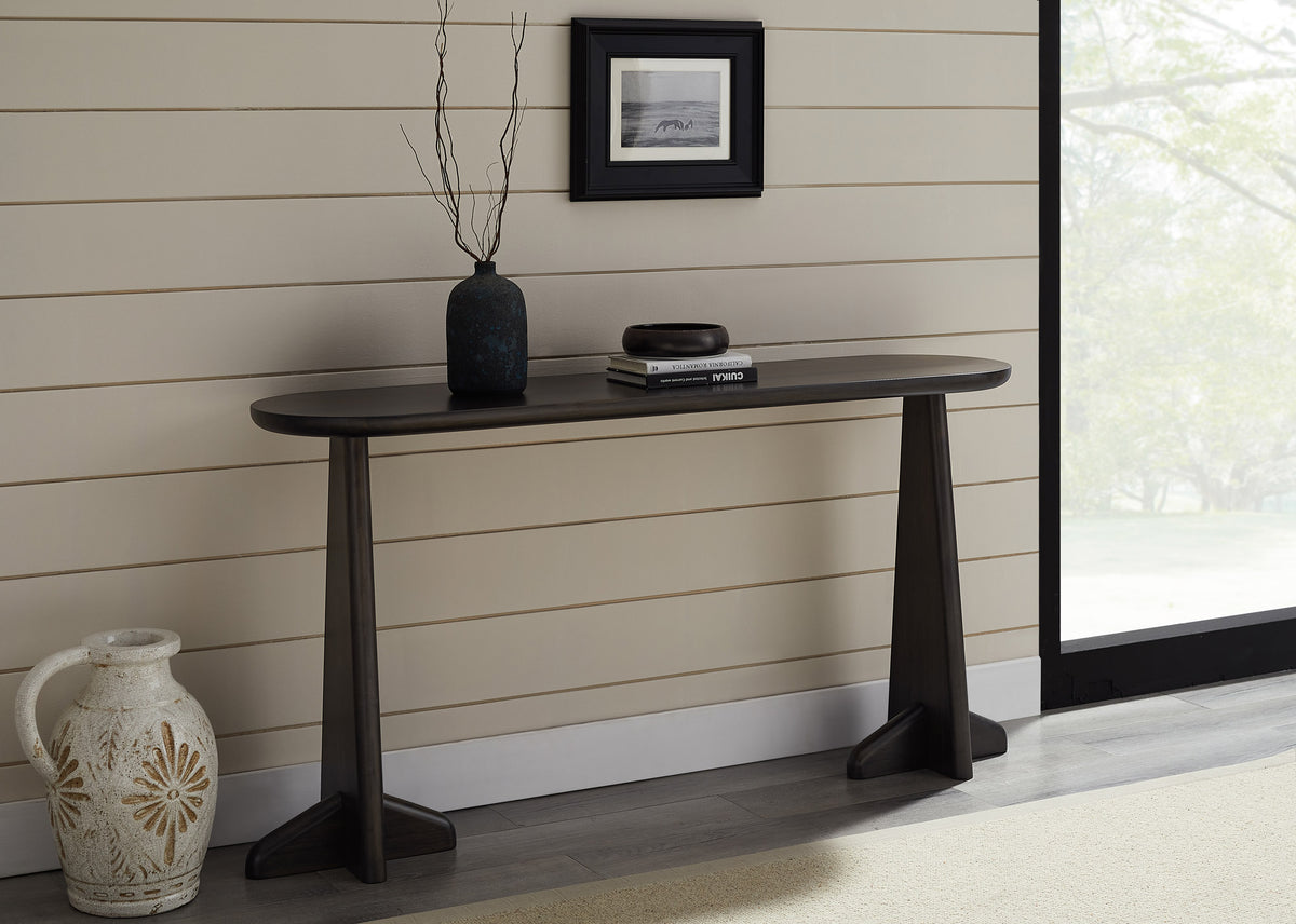 Zephyr Console Table by Greenington, showing zephyr console table in live shot.