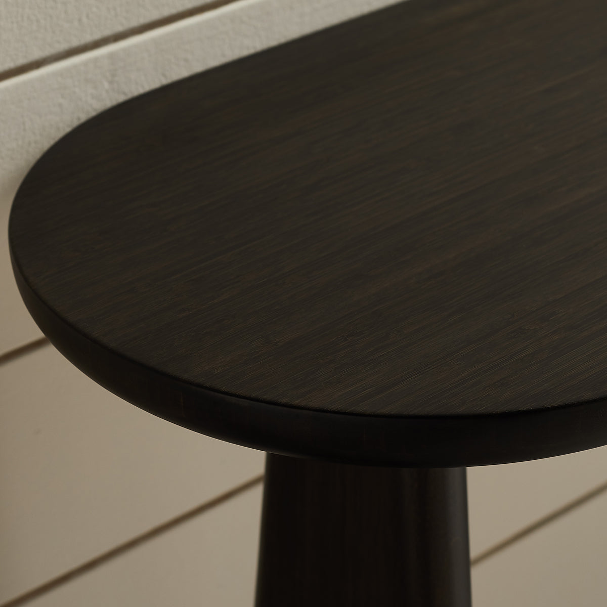Zephyr Console Table by Greenington, showing closeup view of zephyr console table in live shot.
