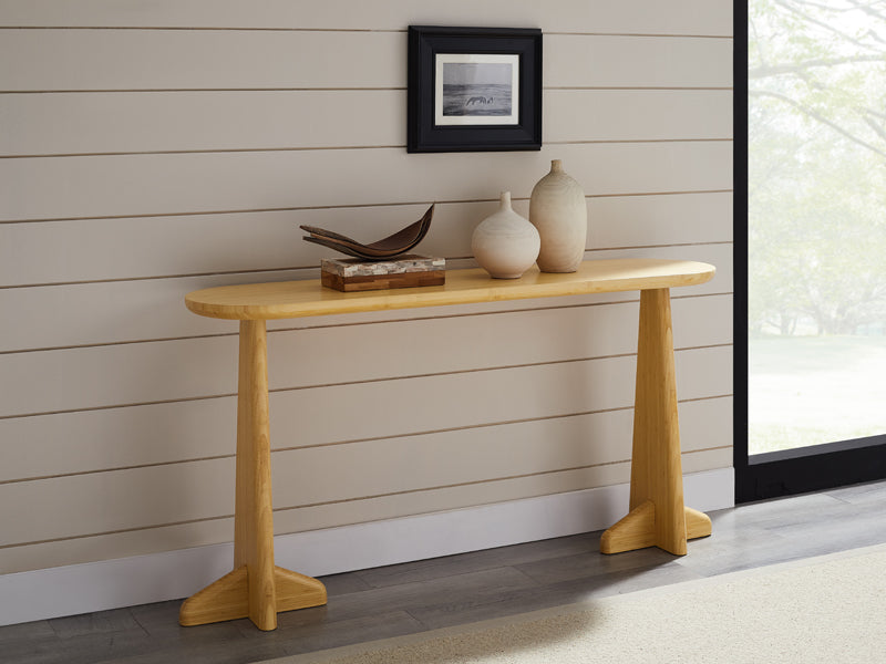 Zephyr Console Table by Greenington, showing zephyr console table in live shot.