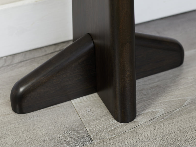 Zephyr Console Table by Greenington, showing closeup view of zephyr console table in live shot.