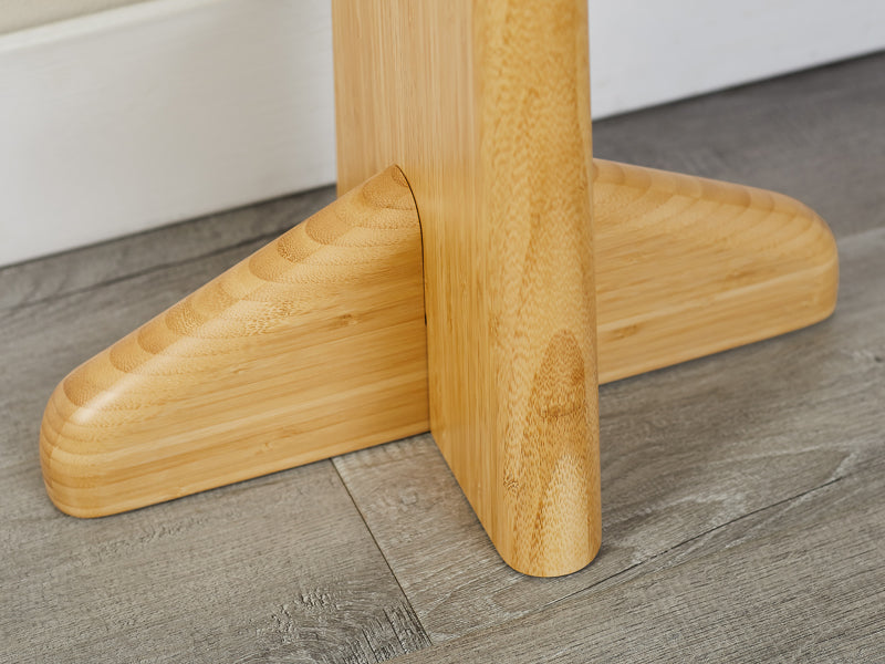 Zephyr Console Table by Greenington, showing closeup view of zephyr console table in live shot.